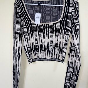 Windsor Black and Cream Patterned Long Sleeve Top